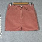 Billabong Corduroy Mini Skirt Pink High Waist Cord Short Retro Size 28 AU 10