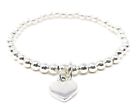 Silver Colour Beaded Stackable Stretch Ladies Girls Bracelet With Heart Charm