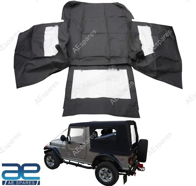 Black Denim Soft Top With Clear Windows For Mahindra Thar Roxor  - Image 1 of 4