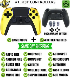 Gold Chrome Pro V4 Modded + 4 Paddles Silent Modz Wireless Controller for PS5 - Picture 1 of 1