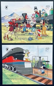 ANTIGUA & BARBUDA DISNEY LOCOMOTIVE STAMPS 2 SS MNH 1989 TRAIN JUPITER NO 119 1 - Picture 1 of 3