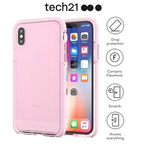 Genuine Tech21 (iPhone X/XS) Evo Mesh Case Shockproof Slim Flexible Cover - Pink - Picture 1 of 10