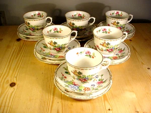 Crown Staffordshire Pagoda SIX Trio Tea Set - Picture 1 of 7