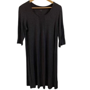 Eileen Fisher Viscose Spandex Dress Knit Casual Pleated 3/4 Sleeve Gray Large - Picture 1 of 10