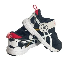 ASICS Soccer Theme Baby Toddler Unisex Sneakers Shoes Size K4 Black White & Red - Picture 1 of 6