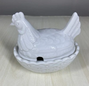Vtg Otagiri White Porcelain Hen Chicken Nest Mustard Condiment Dish OMC Japan 4” - Picture 1 of 6