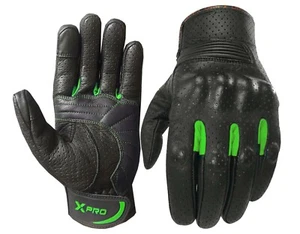 XPRO Premium Leather Motorcycle gloves Summer Motorbike Touring Hard Knuckle - Picture 1 of 17