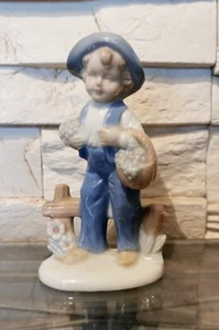 GILDE Porzellan Figur Blumen Junge Kind Obst Korb  Vintage Skulptur Dekofigur - Bild 1 von 6