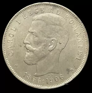 5 Lei 1906 CAROL I Romania Silver Coin - Picture 1 of 2