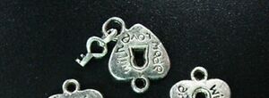 80 Pcs Tibetan Silver heart lock & key drops FC1088