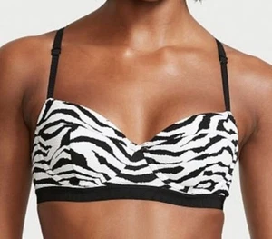 Victoria's Secret 32D White Black Zebra Under wire Bikini Top Swim *NWT* - Picture 1 of 6