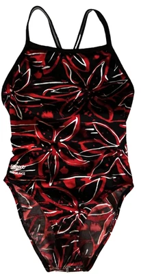Traje de baño de una pieza con estampado negro rojo blanco SPEEDO Endurance para mujer M Foto 1 de 4