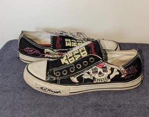 Sneakers slip on vintage Y2k Ed Hardy donna taglia 6 nero bianco teschio amore uccide - Foto 1 di 17