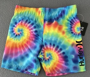 Hurley Kleinkind Jungen 2T Boardshorts Schwimmen Spirale Batik blau grün pink orange - Bild 1 von 5