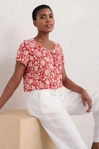 Seasalt Women's T-Shirt - red Appletree Keyhole Detail T-Shirt - Regular - Carve - Picture 1 of 6