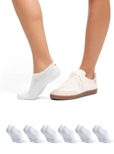 DANISH ENDURANCE No Show Socks, Cotton Low Cut Trainer Socks 6-pack 6-8 White - Picture 1 of 4