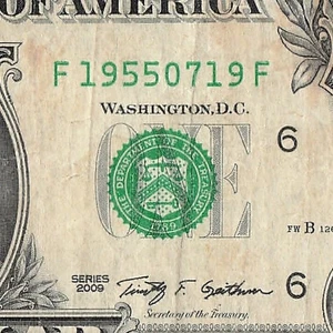 JULY 19 1955 Birthday Fancy Serial Number Date Note One Dollar Bill 07 19 1955 - Picture 1 of 11