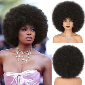10" Afro Wigs for Black Women 70's Party Afro Kinky Curly Wigs Bouncy Synthetic - Picture 1 of 43