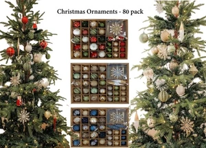 Christmas Tree Decoration Hanging Balls Xmas Shatter Resistant Ornaments 80 pack - Picture 1 of 22
