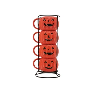 Halloween Pumpkin Stackable Mug Set with Iron Rack - Picture 1 of 12