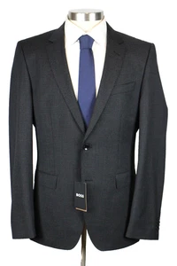 Boss Suit 42 L (52 EU) Mens Grey Check Super 130s Wool Slim Fit Huge 2 piece - Picture 1 of 15