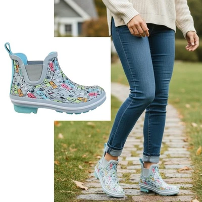 Bobs Skechers Rain Check Tobillo Slip On Botas Gris Multi Perros Exterior Impermeable Foto 1 de 4