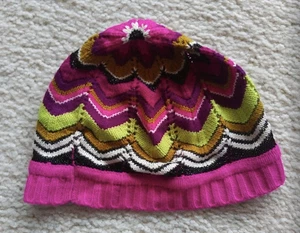 Missoni Target hat knit skull cap womens/adult S kids XL hot pink chevron beanie - Picture 1 of 3