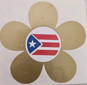PUERTO RICO PR STICKER DECAL BORINQUEN BORICUA FLAG GOLD FLOWER NEW - Picture 1 of 1