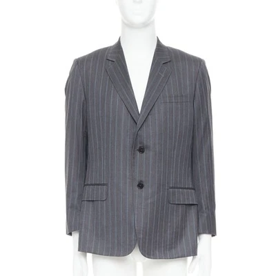 GUCCI Vintage grey blue wool cashmere pinstripe blazer IT52 XL - Image 1 of 4