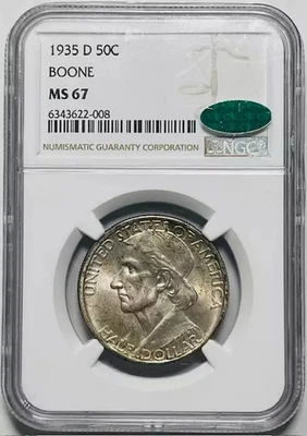 1935 D Classic Commemorative Daniel Boone Bicentennial NGC MS-67 CAC - Image 1 of 2
