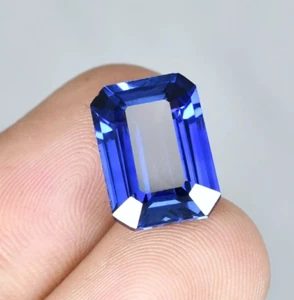 Piedra preciosa suelta de zafiro azul natural de Ceilán corte esmeralda certificada 12,30 quilates AAA+ - Imagen 1 de 7
