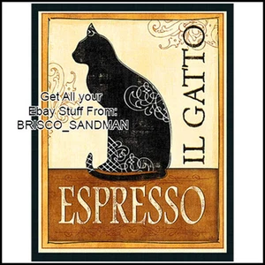 Fridge Fun Refrigerator Magnet IL GATTO ESPRESSO Cat Poster Veronique Charron - Picture 1 of 3