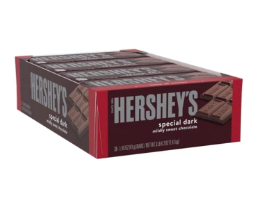 Caramelo de chocolate dulce oscuro HERSHEY'S SPECIAL DARK, 1,45 OZ. Barras 36 ct Foto 1 de 2