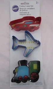 Juego de 3 cortadores de galletas Wilton conjunto de metal tren vagón avión - Imagen 1 de 1