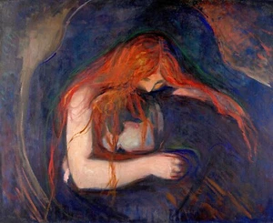 Riproduzione ""Vampiro"" dipinto Love and Pain di Edvard Munch - Foto 1 di 3