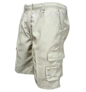 Mens 3/4 Long Length Shorts Elasticated Waist Cargo Combat Three Quarter Pants - Picture 1 of 28