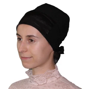 Muslim Women's Islamic Turkish Cap Aker Satin Hijab Bonnet Underscarf - Black - Picture 1 of 5