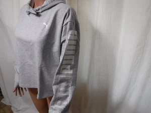 Felpa con cappuccio sportiva Puma da donna grigio heather taglia L - Foto 1 di 12
