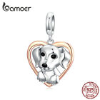 Bamoer 925 Sterling Silver Diy Charm Cute Puppy Gold Heart For European Bracelet