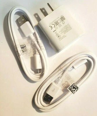 Двухпортовый настенный адаптер питания 5 В быстрое зарядное устройство и кабели Micro USB для телефонов планшетов - Изображение 1 из 2