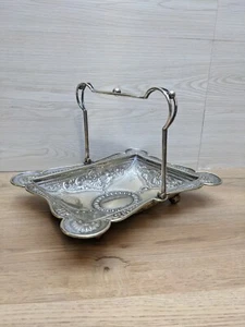 ATKIN BROTHERS Sheffield Decorative Silver Plate EPNS Swing HAndle Basket - Picture 1 of 8
