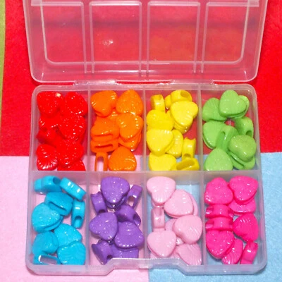 80pcs Heart Slide Charm Beads In A Box - Jewellery Making Valentines Love Crafts - Image 1 of 4