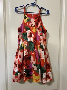 GB Girls Red Multi Color Floral Tropical Print Sleeveless Dress Size 6 - Picture 1 of 4