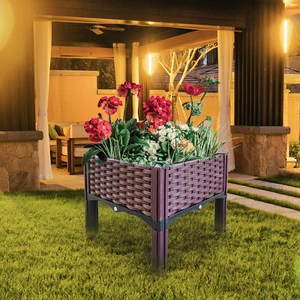 Elevated Planter Box Raised Garden Bed Plant Pots for Flowers Vegetables Herbs - Picture 1 of 6