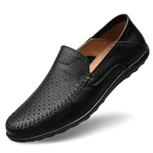 NEW Men's Casual Driving Boat Leather Shoes Moccasin Slip On Loafers UK SIZE - Picture 1 of 13