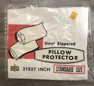 Vintage Kmart Vinyl Reißverschluss Kissenschutz Standard weiß 21x27 Zoll versiegelt - Bild 1 von 5