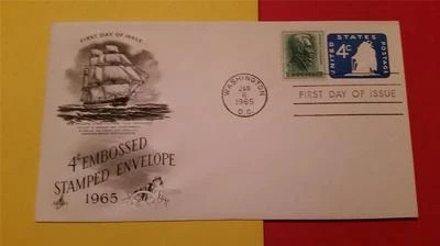US FRIGATE, CONSTITUTION OLD IRONSIDES 4 cent EMBOSSED US FIRST DAY of ISSUE - Image 1 of 3