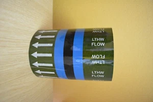 S/A Pipe ID Tape 144mm x 33m LTHW FLOW BS1710:2014 - Picture 1 of 1