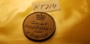 Great Britain 1847 Rare Half Farthing Coin Idkt16. - Picture 1 of 2
