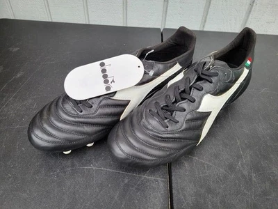 Diadora Brasil K-Pro MDPU Black White Soccer Cleats, Size: 8 - Image 1 of 3